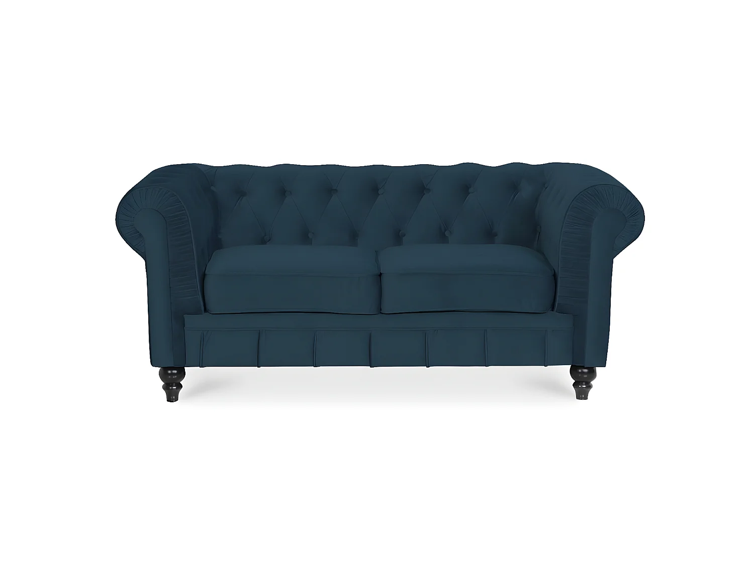 Canapé Chesterfield Velours 2 Places Altesse Bleu foncé