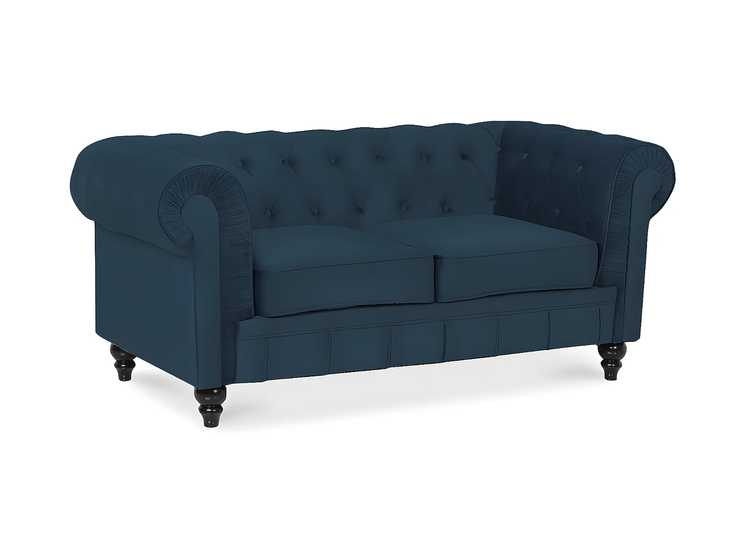 Canapé Chesterfield Velours 2 Places Altesse Bleu foncé