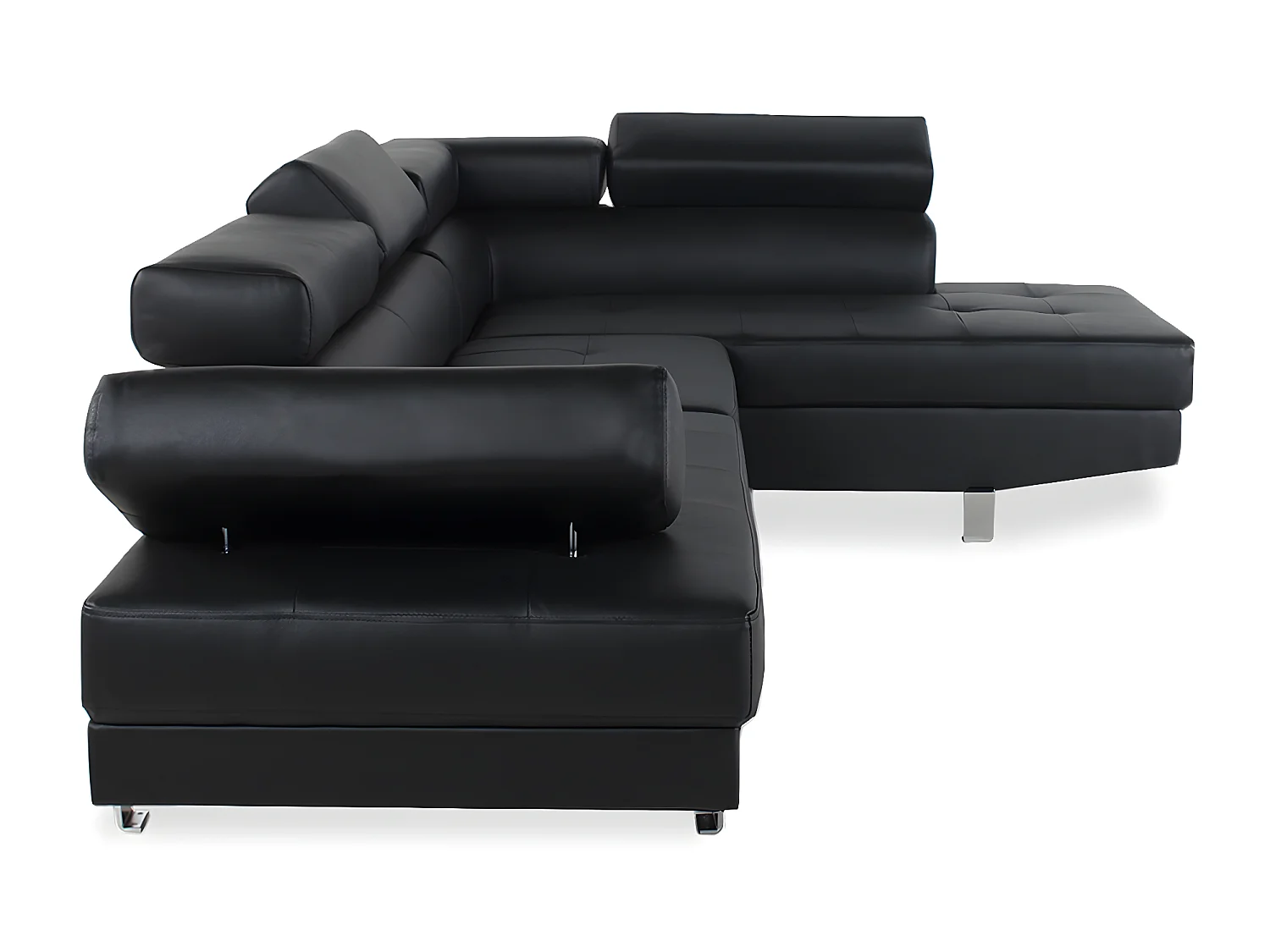 Canapé d'angle droit avec têtières relevables Charly Noir