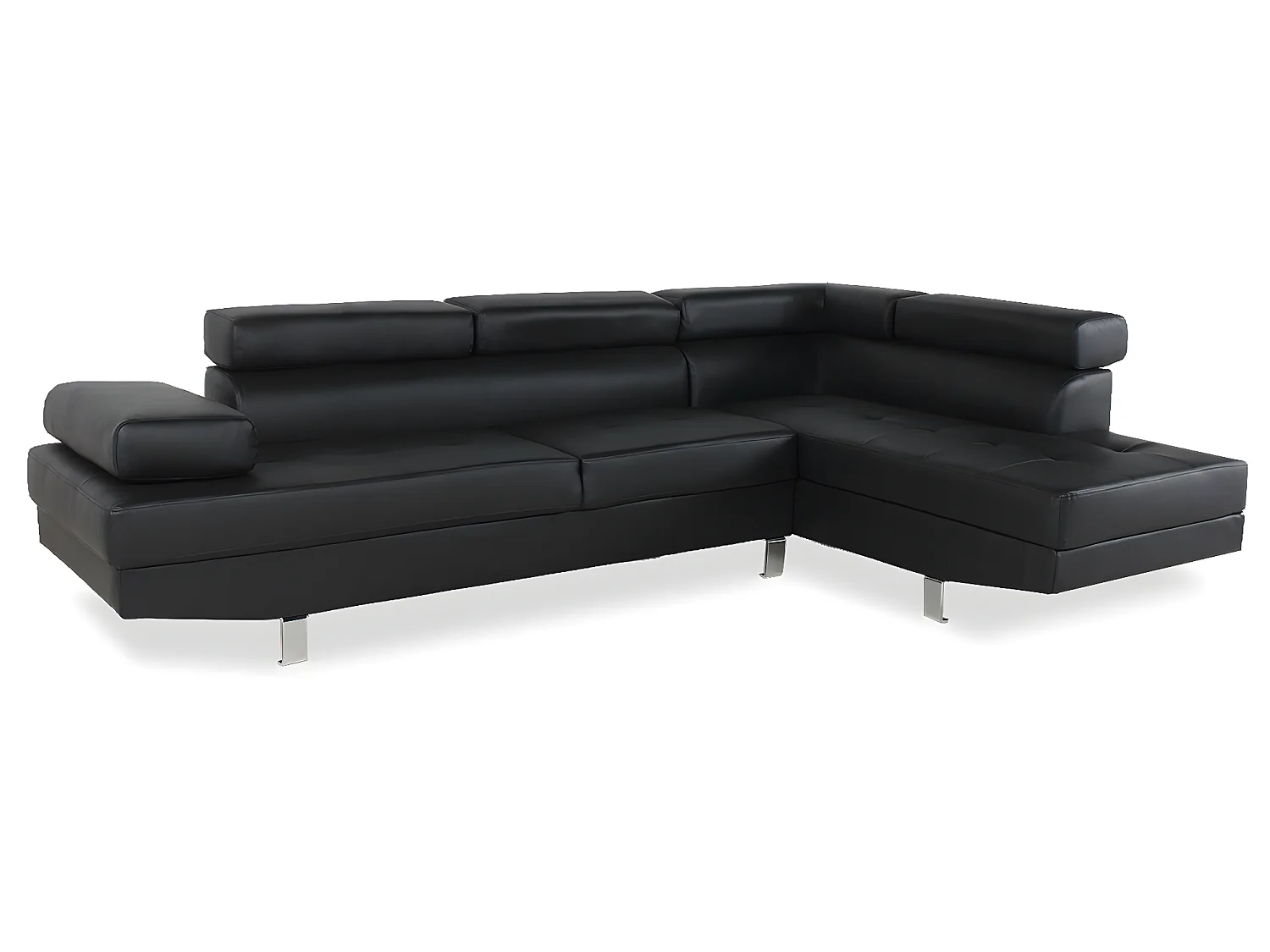 Canapé d'angle droit avec têtières relevables Charly Noir
