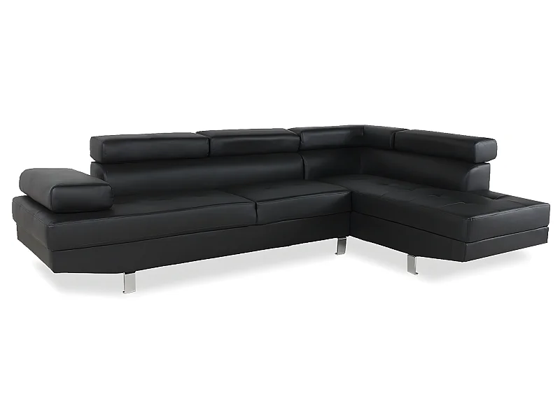 Canapé d'angle droit avec têtières relevables Charly Noir