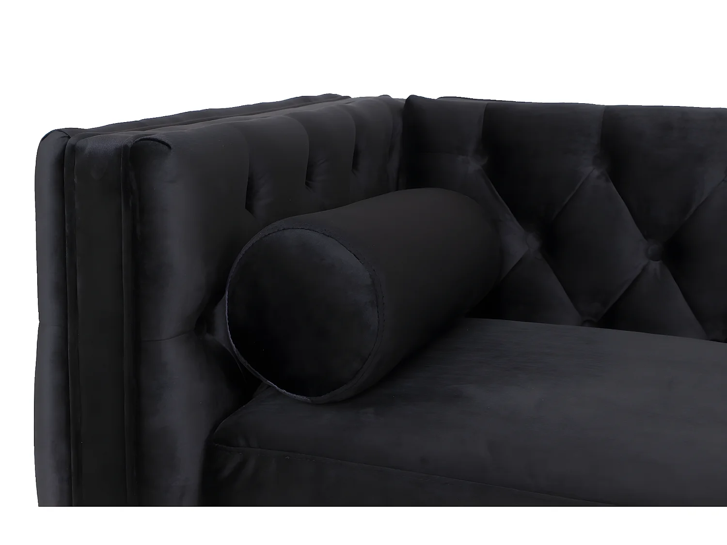 Canapé 3 places Edward Velours Noir pieds doré