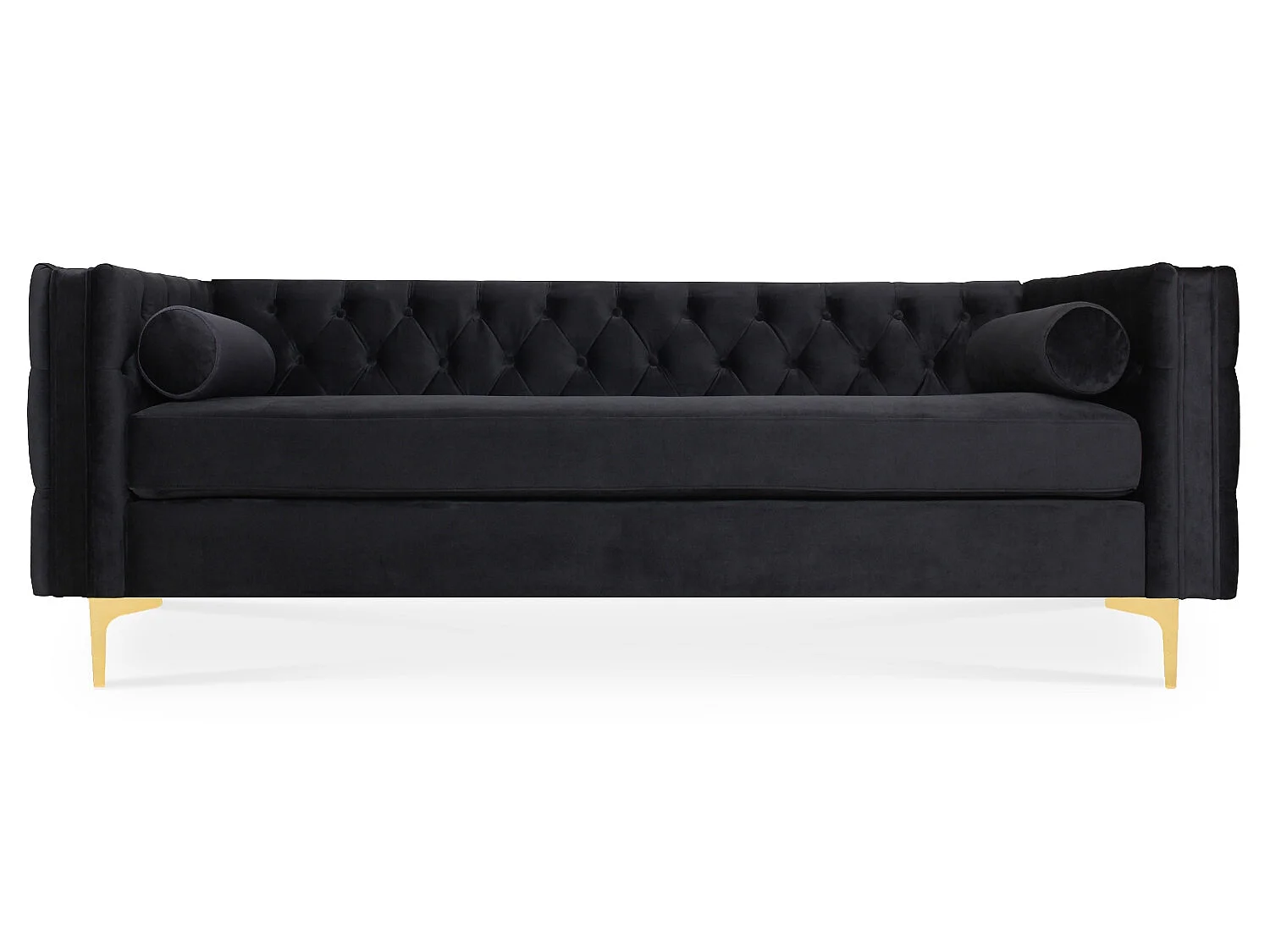Canapé 3 places Edward Velours Noir pieds doré