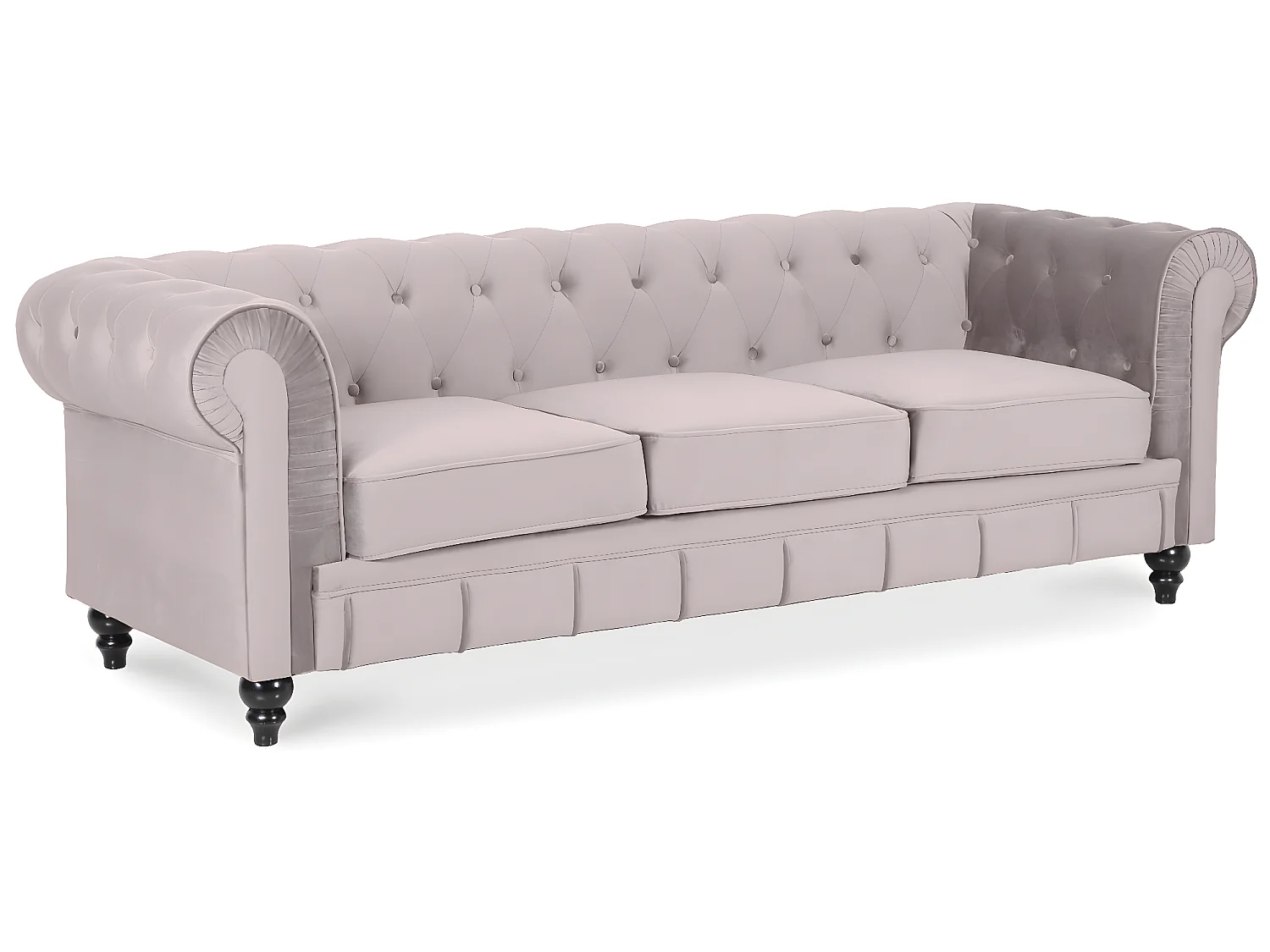 Canape Chesterfield Velours 3 Places Altesse Taupe