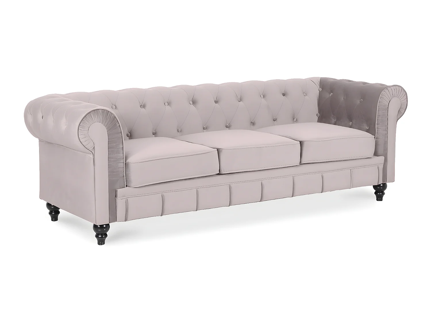 Canape Chesterfield Velours 3 Places Altesse Taupe
