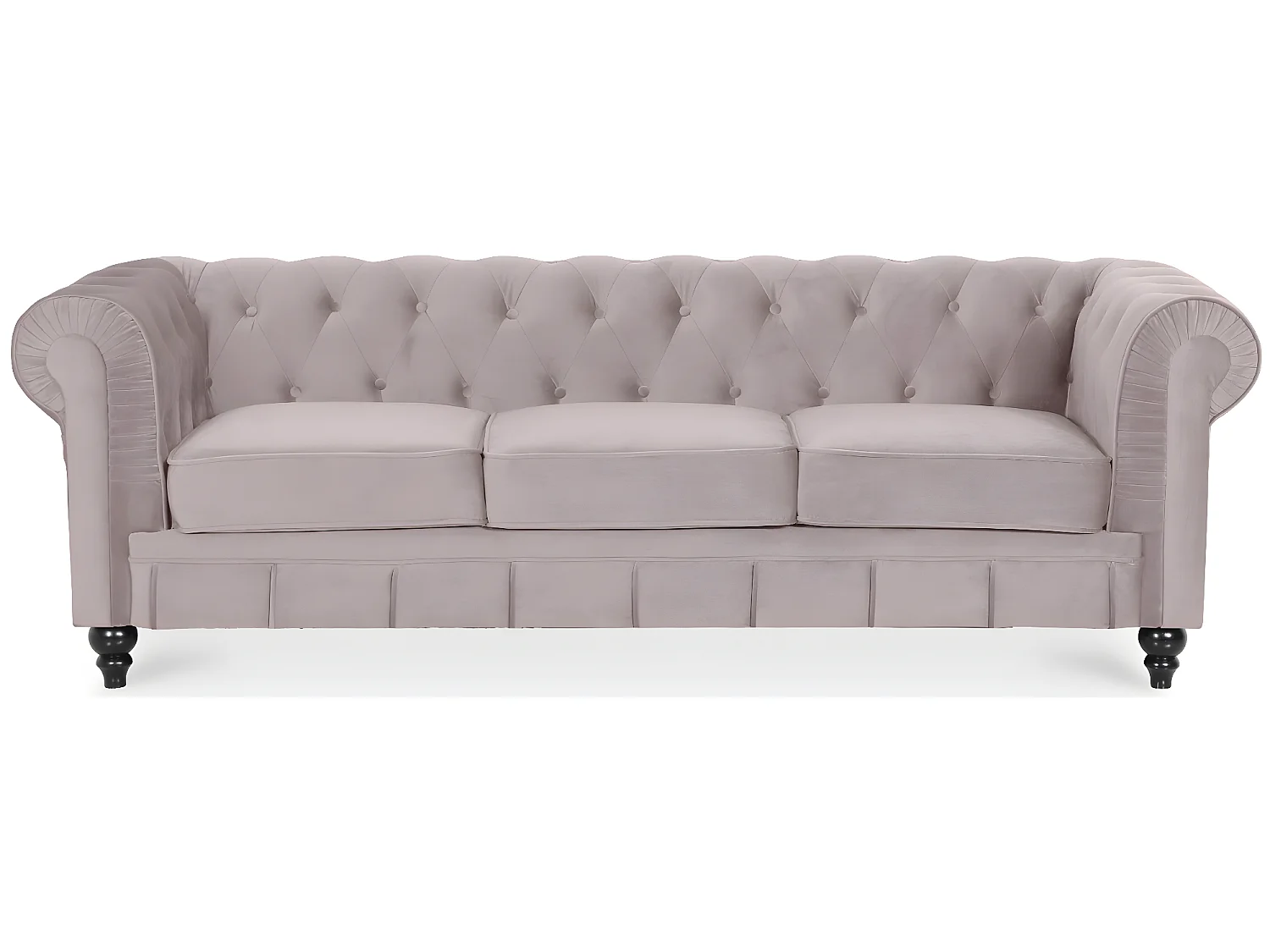 Canape Chesterfield Velours 3 Places Altesse Taupe