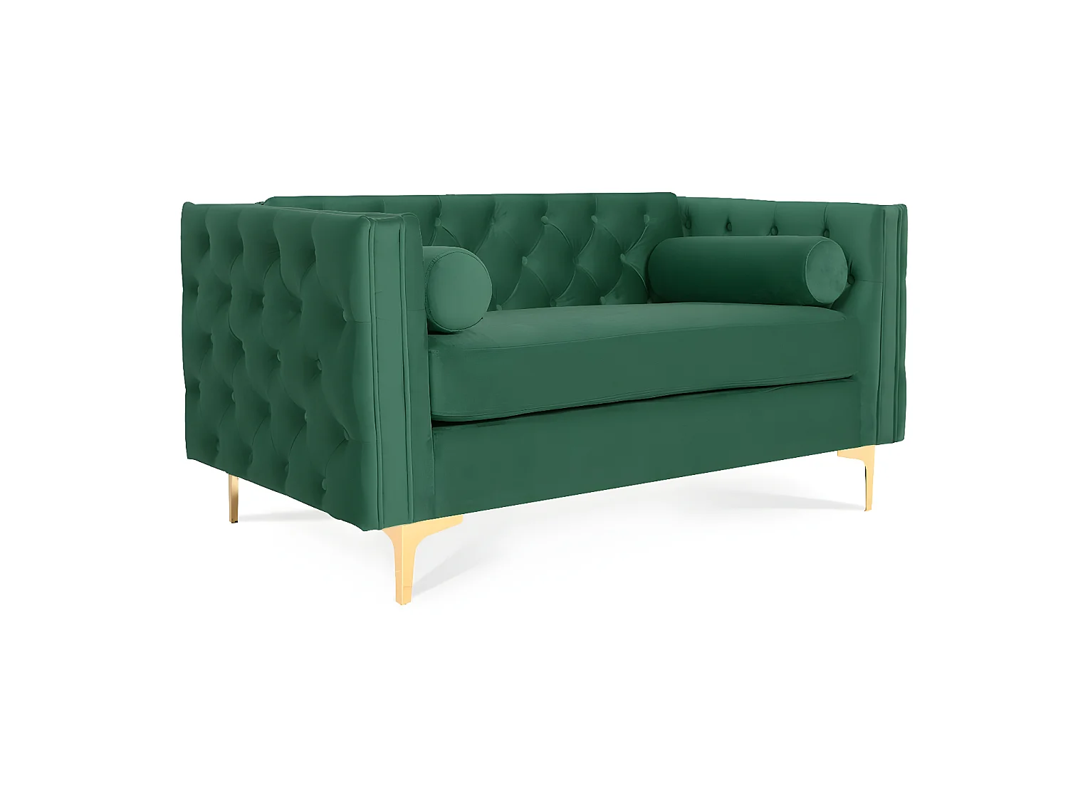 Canapé 2 places Edward Velours Vert pieds doré