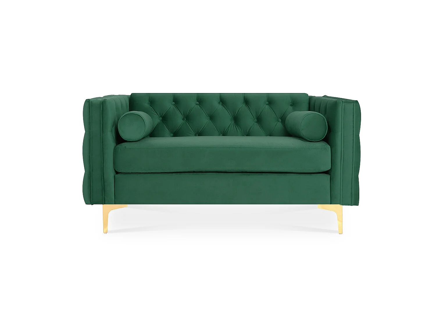 Canapé 2 places Edward Velours Vert pieds doré