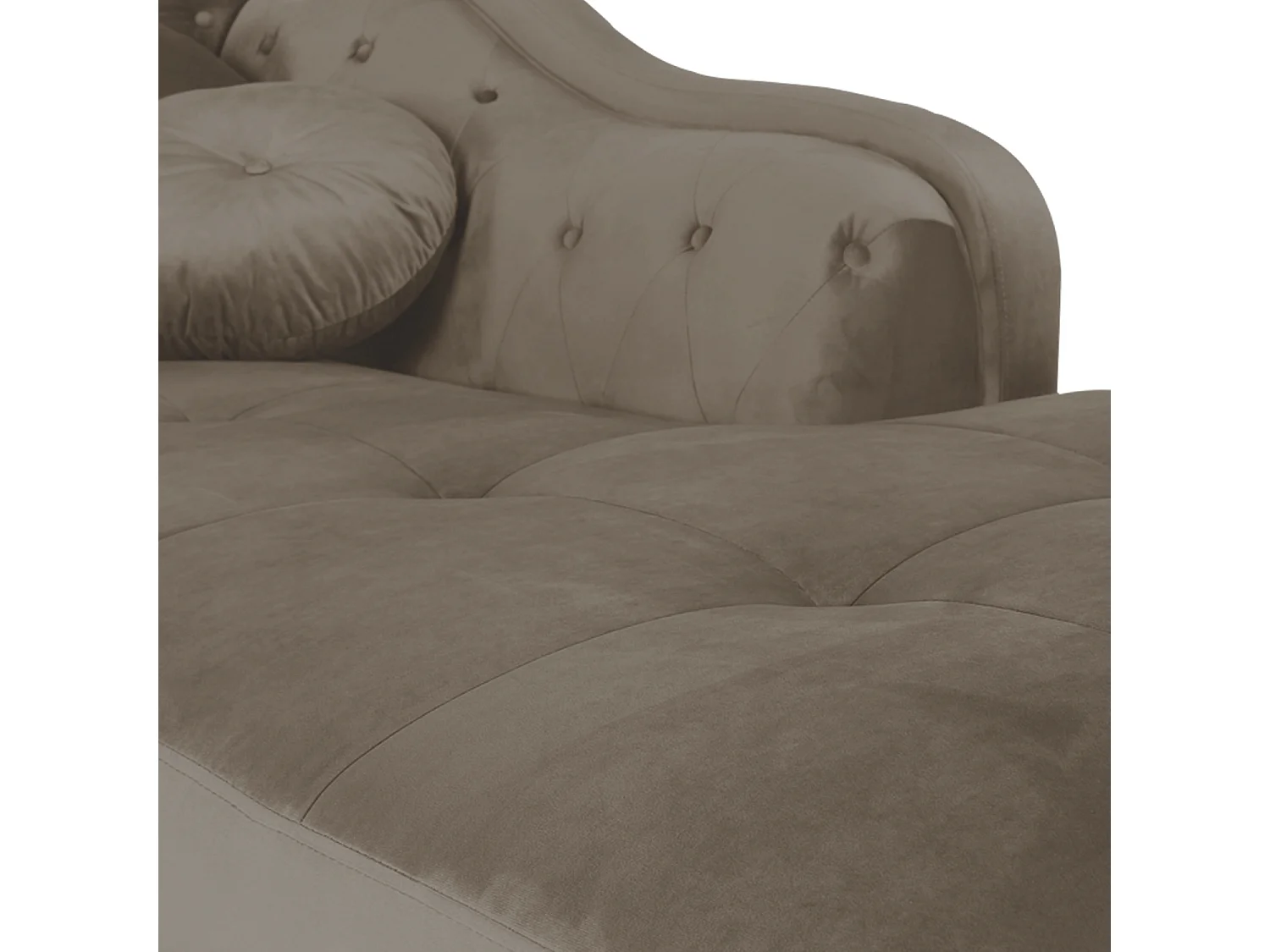 Canapé d'angle Droit Empire Velours Taupe style Chesterfield