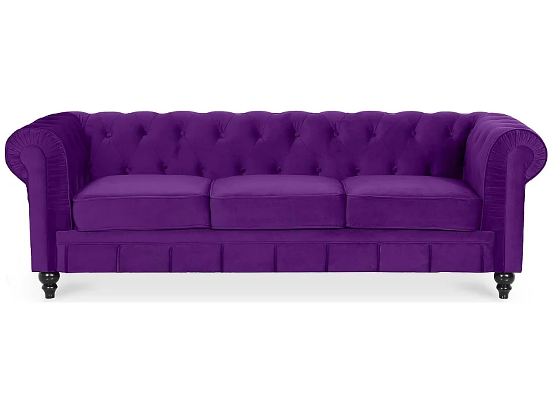 Canape Chesterfield Velours 3 Places Altesse Violet