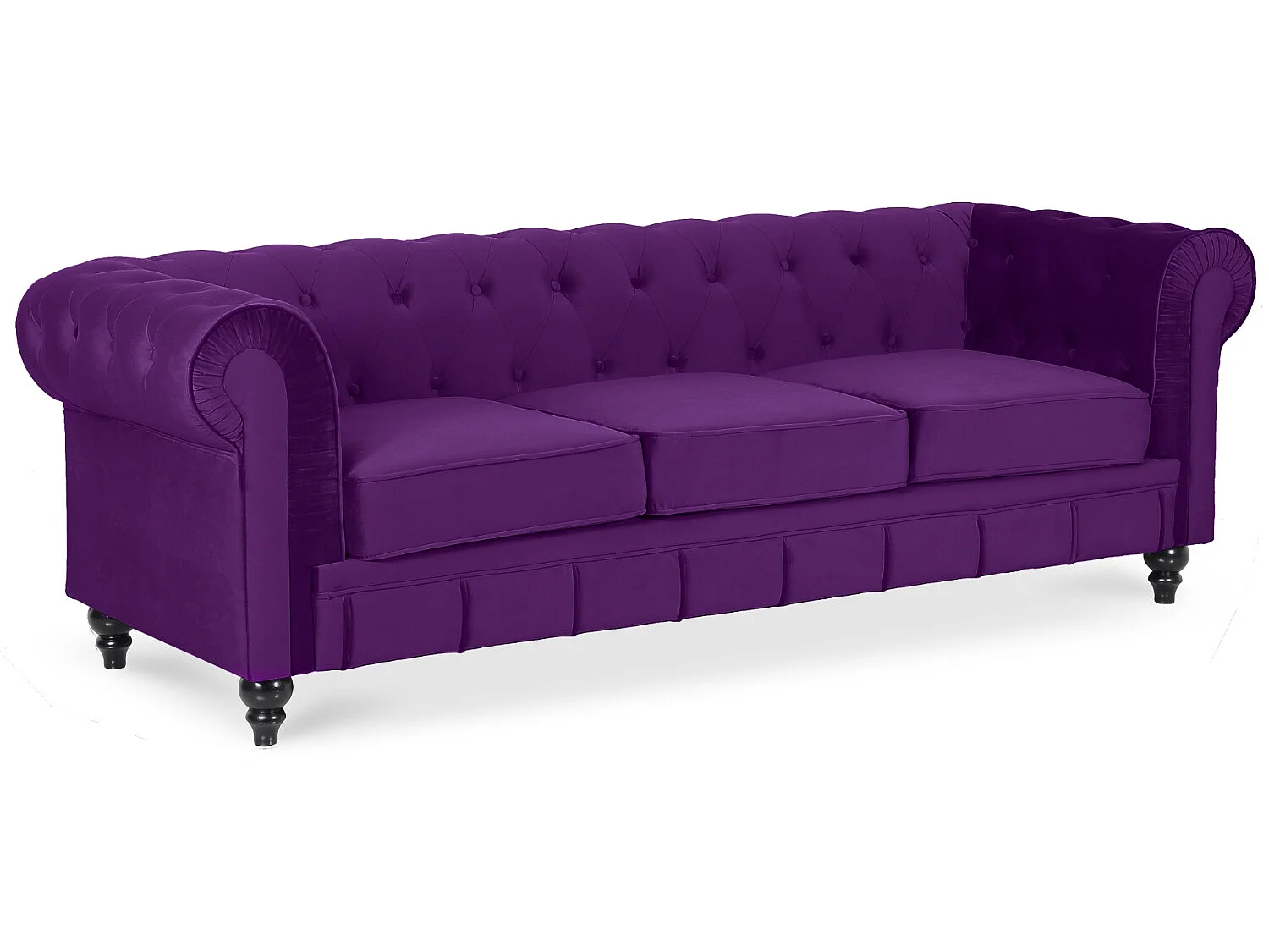 Canape Chesterfield Velours 3 Places Altesse Violet
