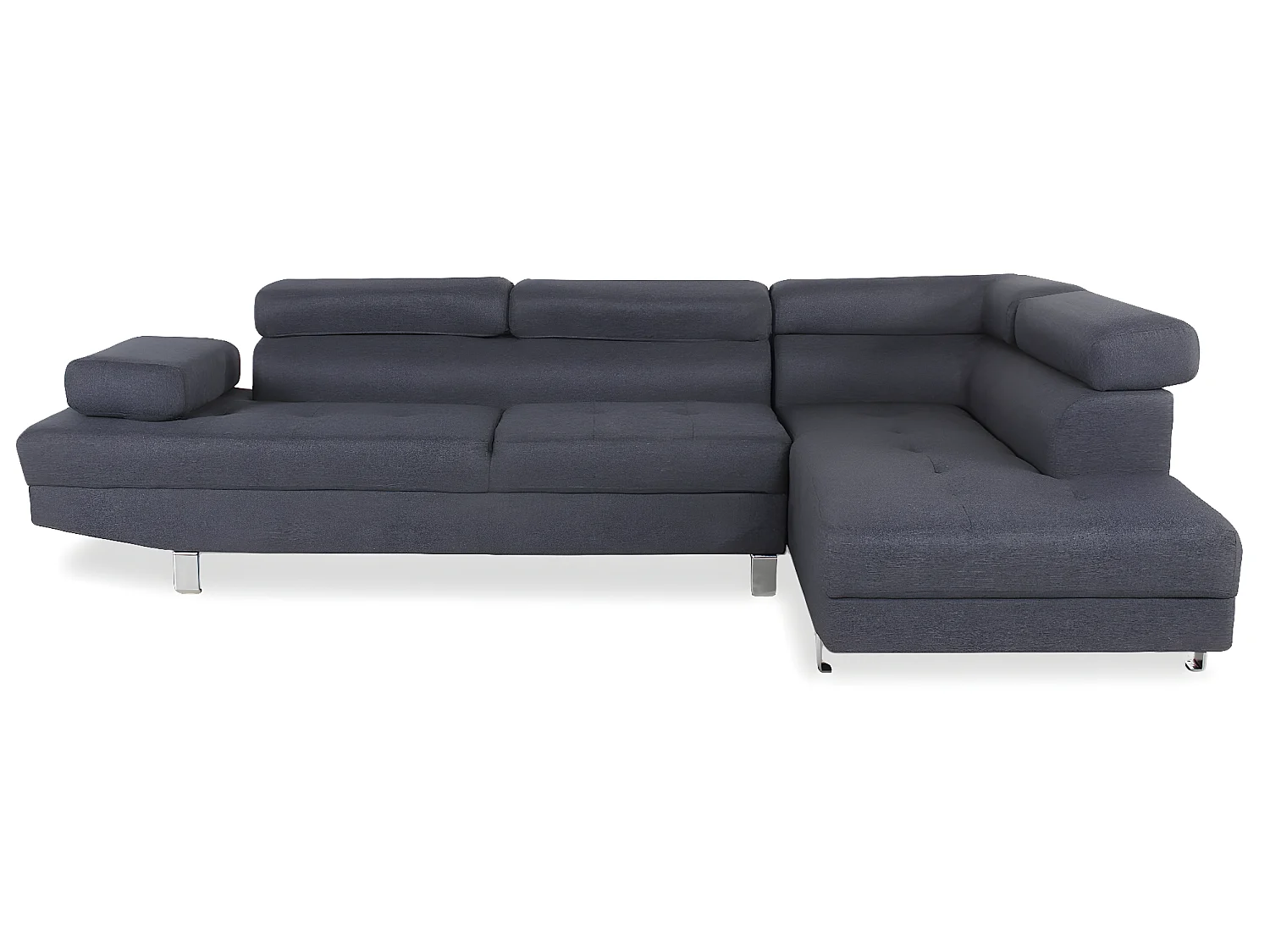 Canapé d'angle droit avec têtières relevables Charly tissu Gris