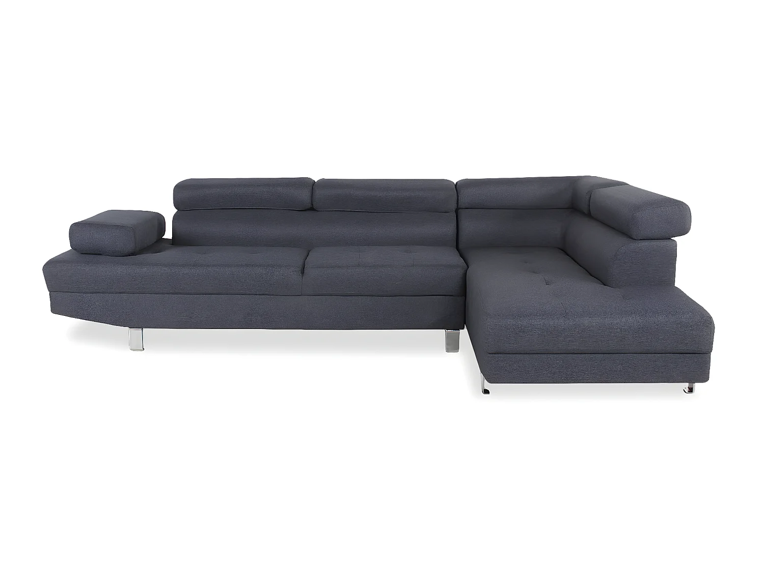 Canapé d'angle droit avec têtières relevables Charly tissu Gris