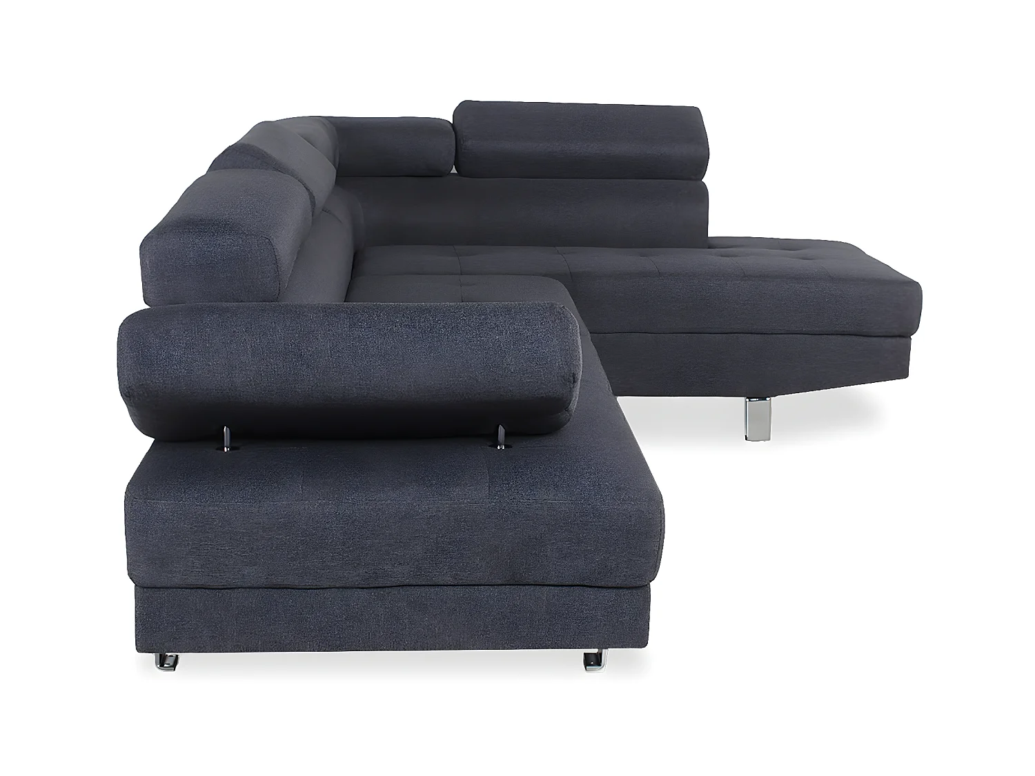 Canapé d'angle droit avec têtières relevables Charly tissu Gris