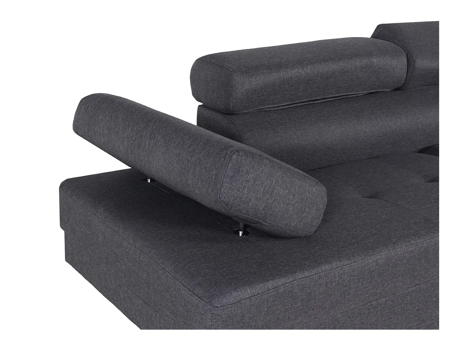 Canapé d'angle droit avec têtières relevables Charly tissu Gris