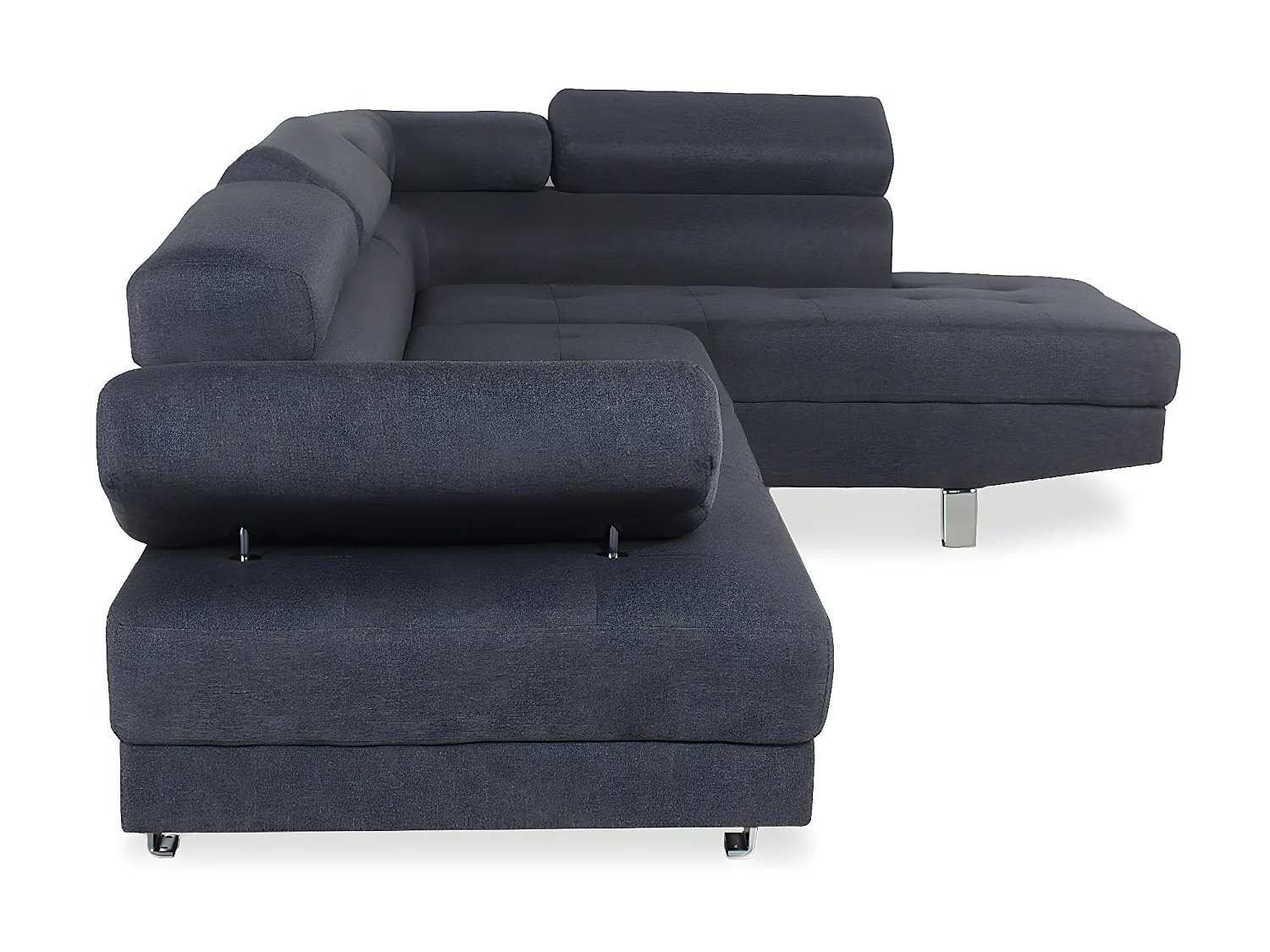 Canapé d'angle droit avec têtières relevables Charly tissu Gris