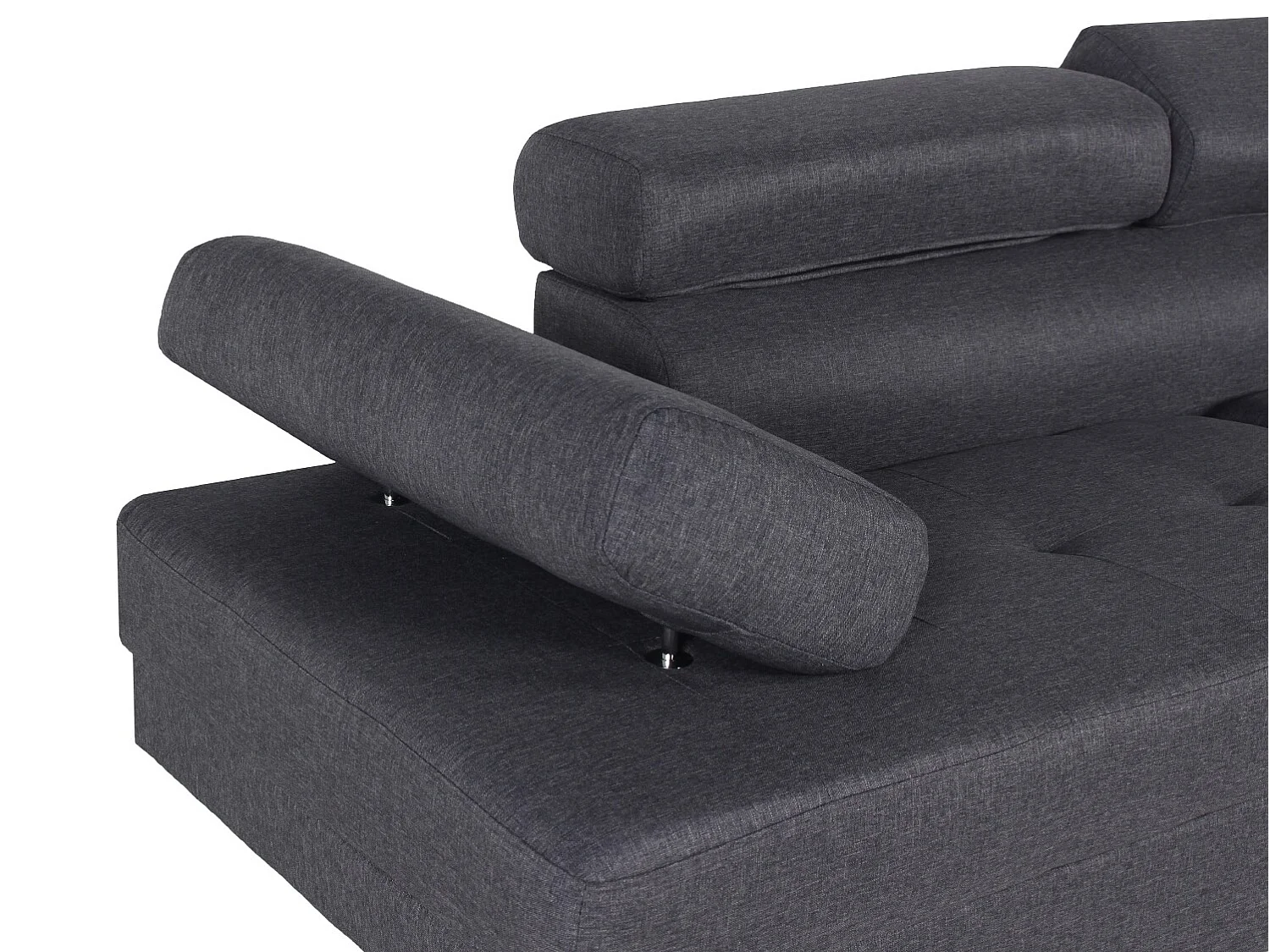 Canapé d'angle droit avec têtières relevables Charly tissu Gris