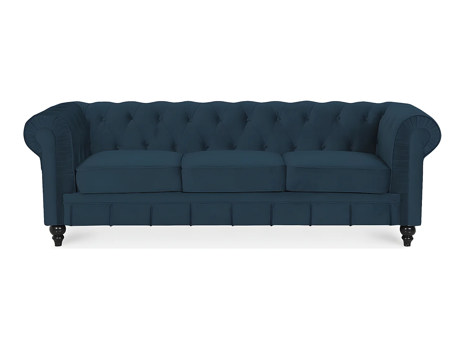 Canape Chesterfield Velours 3 Places Altesse Bleu foncé