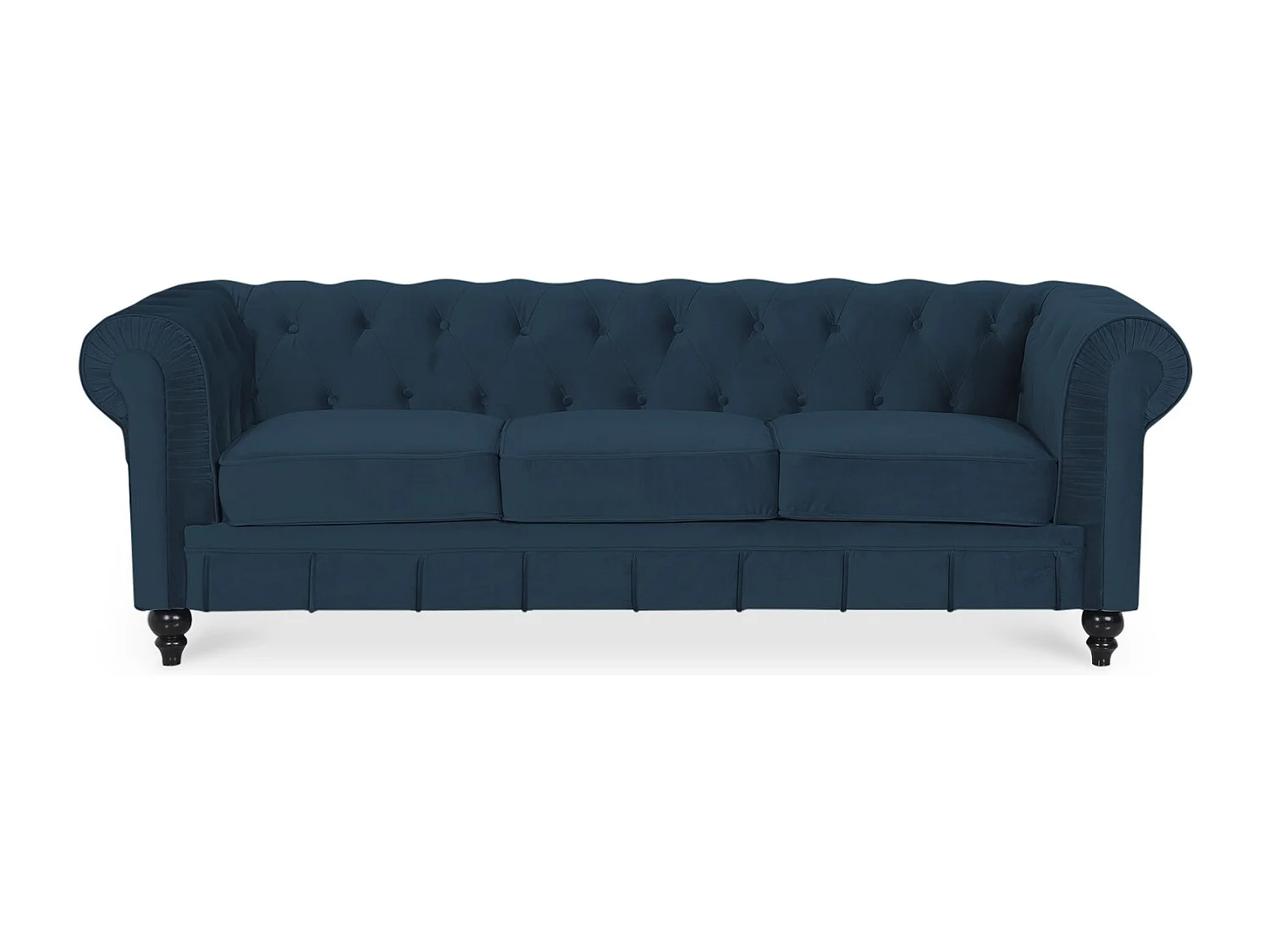 Canape Chesterfield Velours 3 Places Altesse Bleu foncé