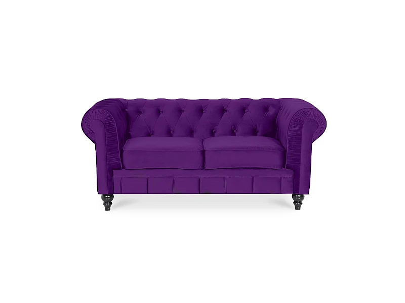 Canapé Chesterfield Velours 2 Places Altesse Violet