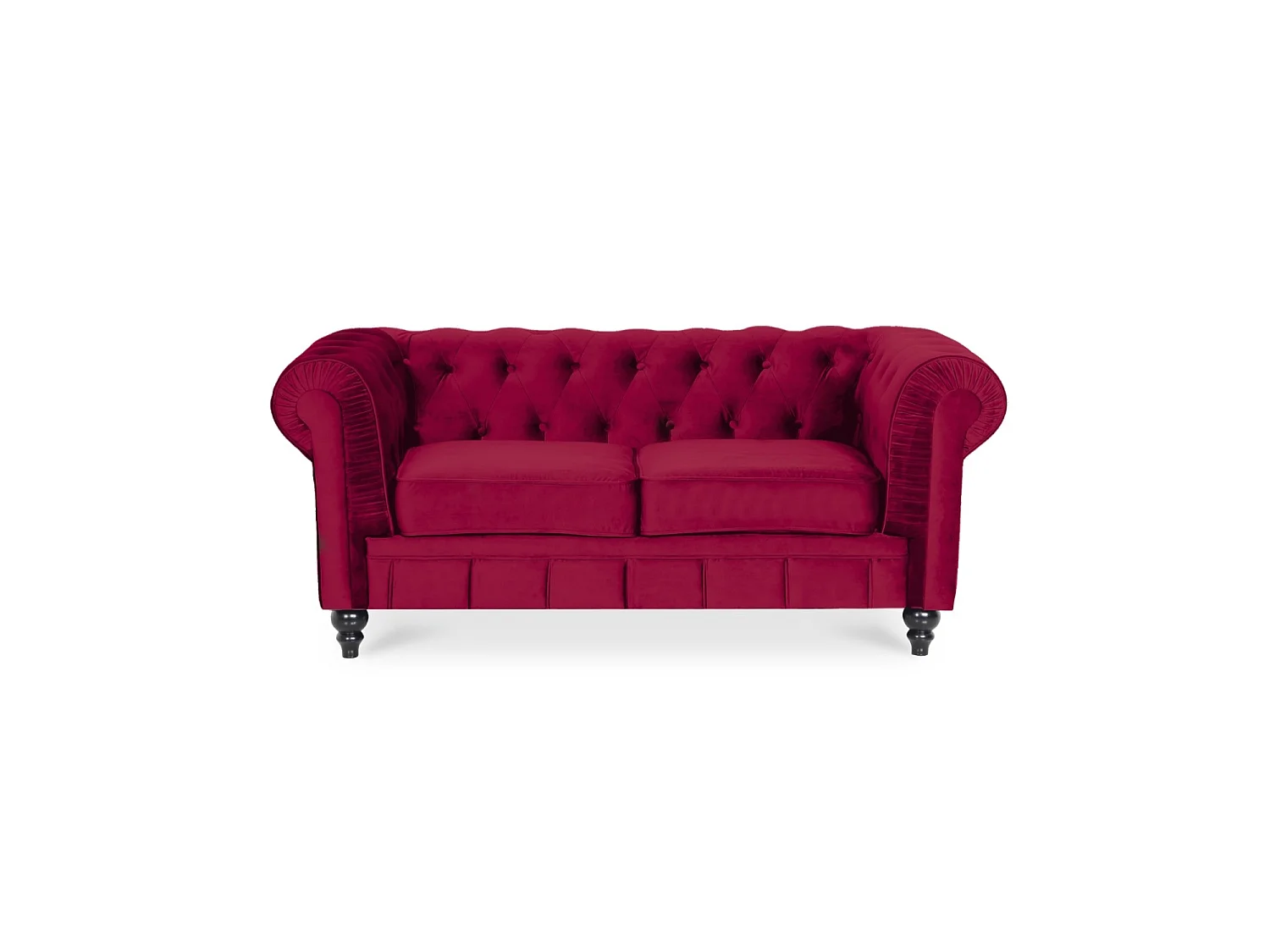 Canapé Chesterfield Velours 2 Places Altesse Rouge