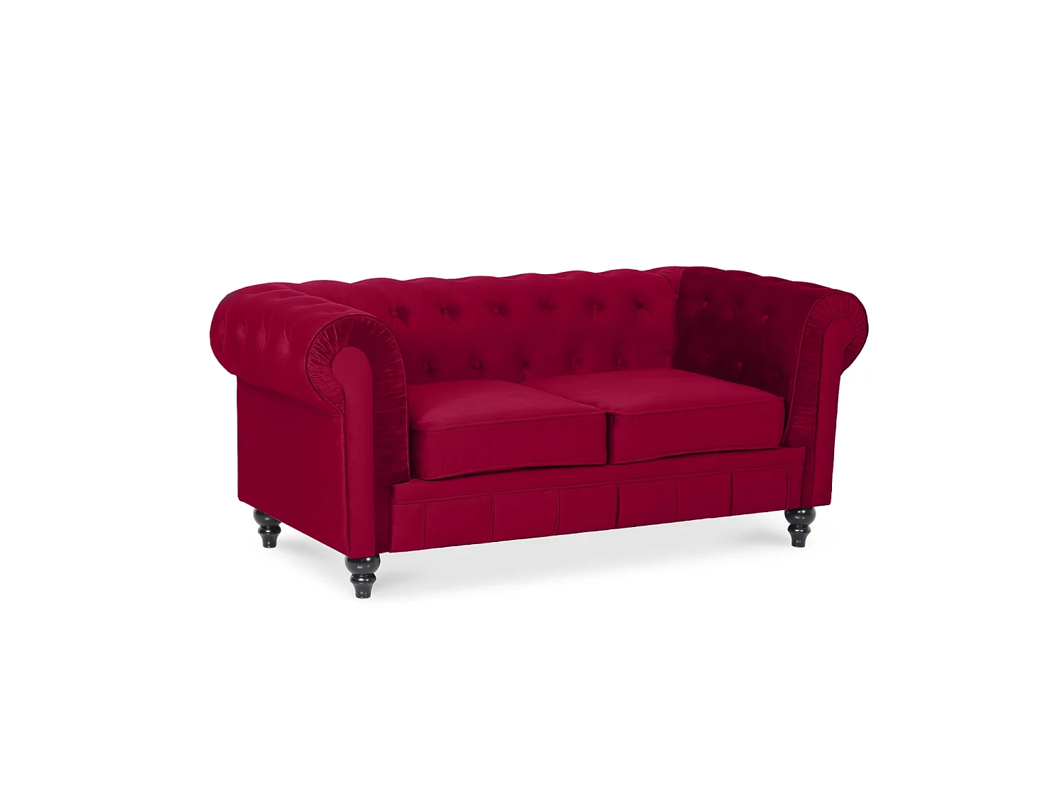 Canapé Chesterfield Velours 2 Places Altesse Rouge