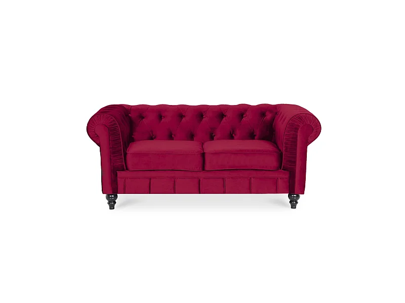 Canapé Chesterfield Velours 2 Places Altesse Rouge
