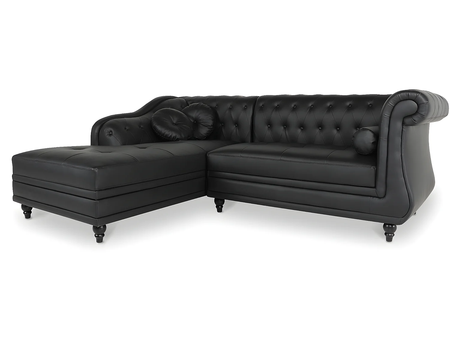 Canapé d'angle gauche Empire Noir style chesterfield