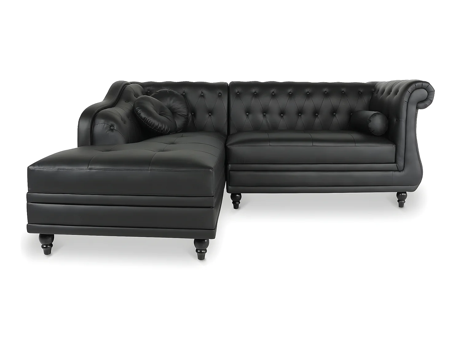 Canapé d'angle gauche Empire Noir style chesterfield
