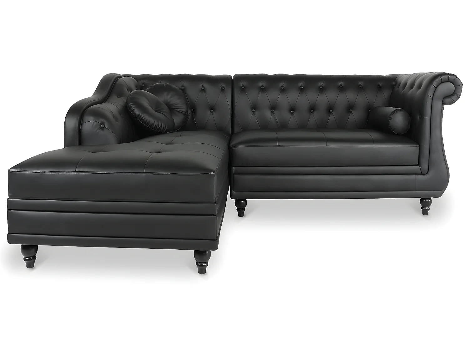 Canapé d'angle gauche Empire Noir style chesterfield