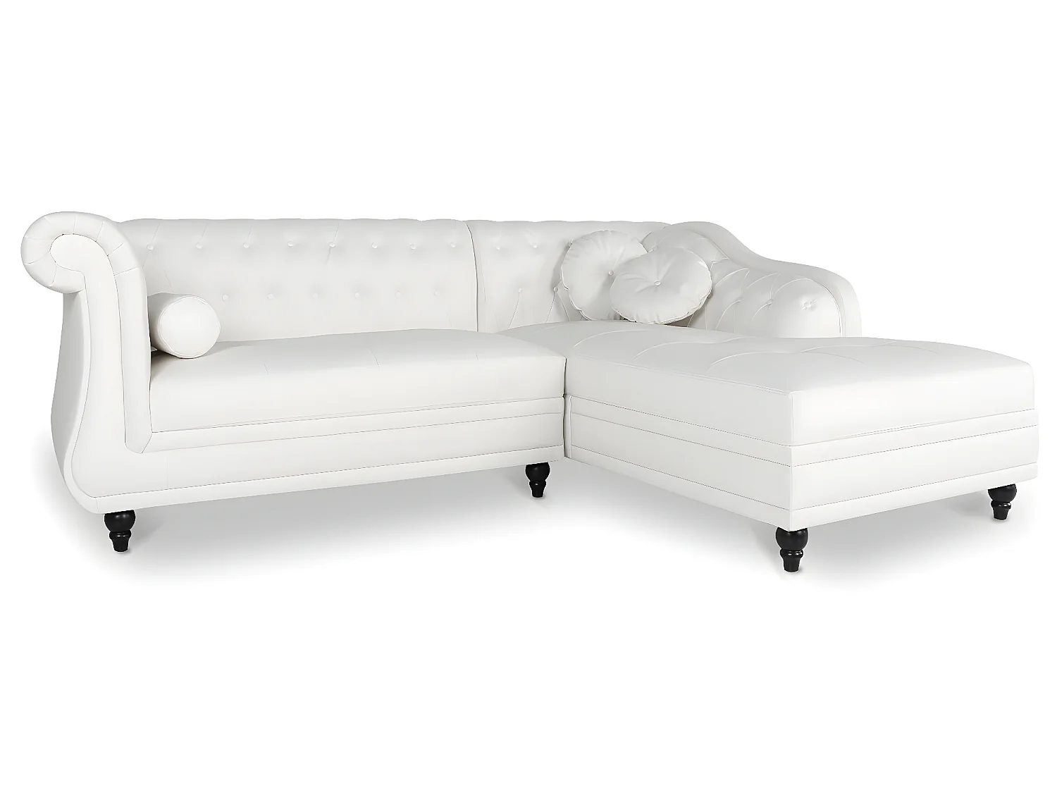 Canapé d'angle droit Empire Blanc style chesterfield