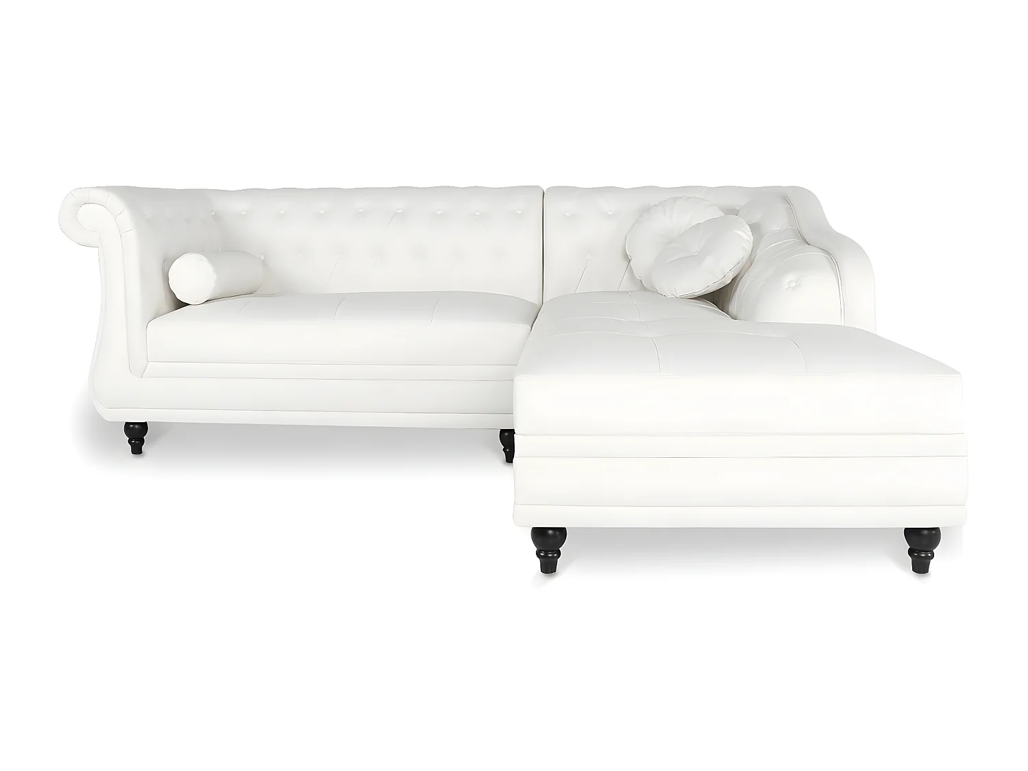Canapé d'angle droit Empire Blanc style chesterfield