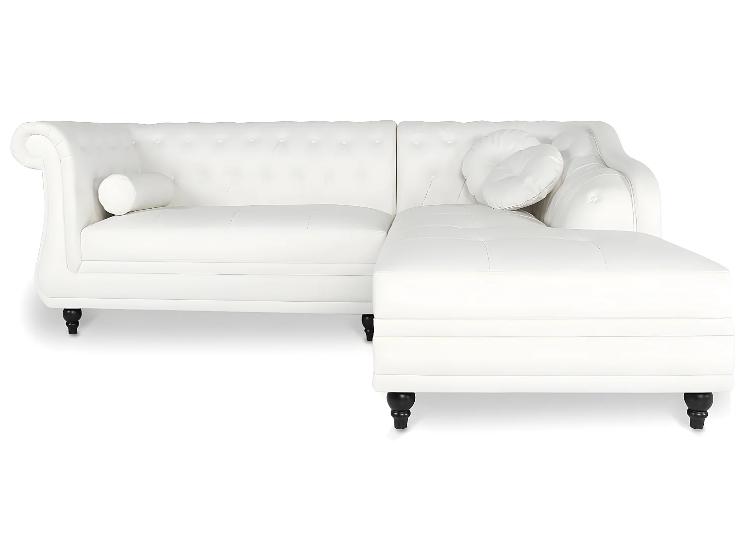 Canapé d'angle droit Empire Blanc style chesterfield