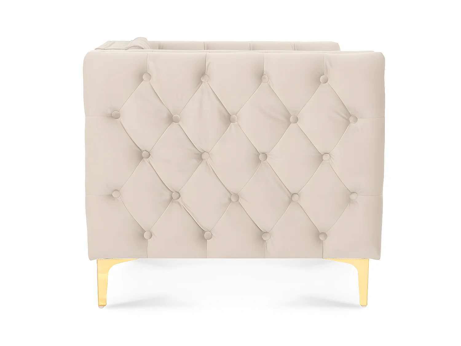 Canapé 3 places Edward Velours Beige pieds doré