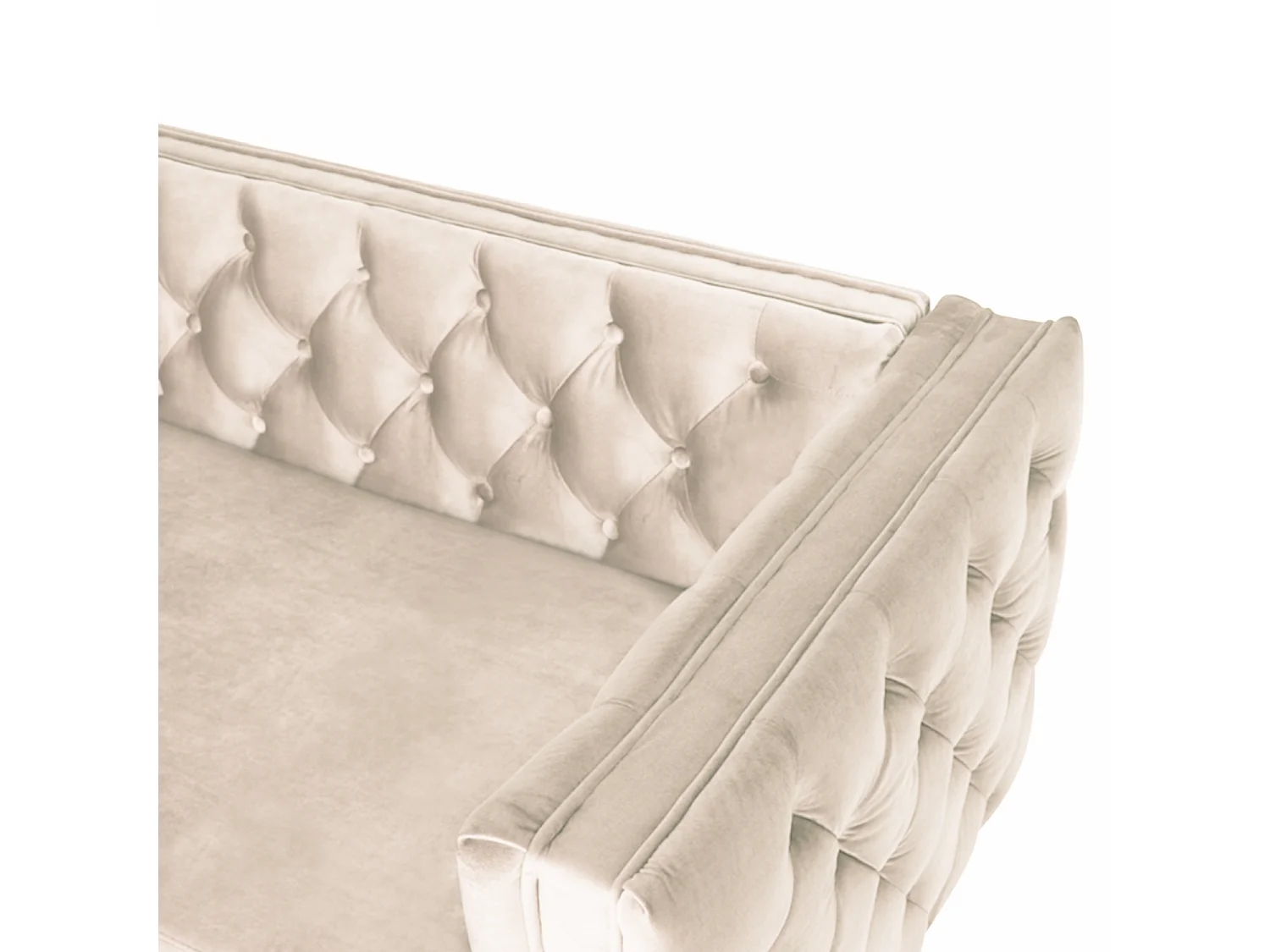 Canapé 3 places Edward Velours Beige pieds doré