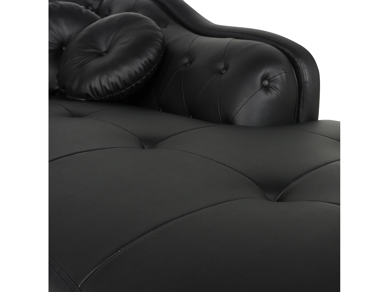 Canapé d'angle droit Empire Noir style chesterfield