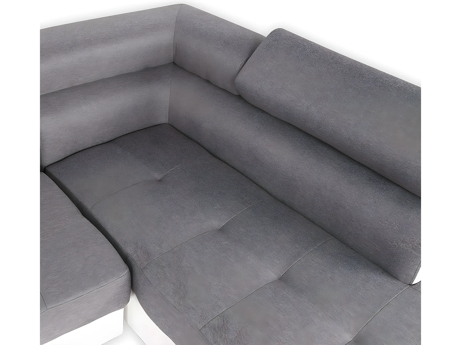 Canapé d'angle droit avec têtières relevables Charly Gris et Blanc