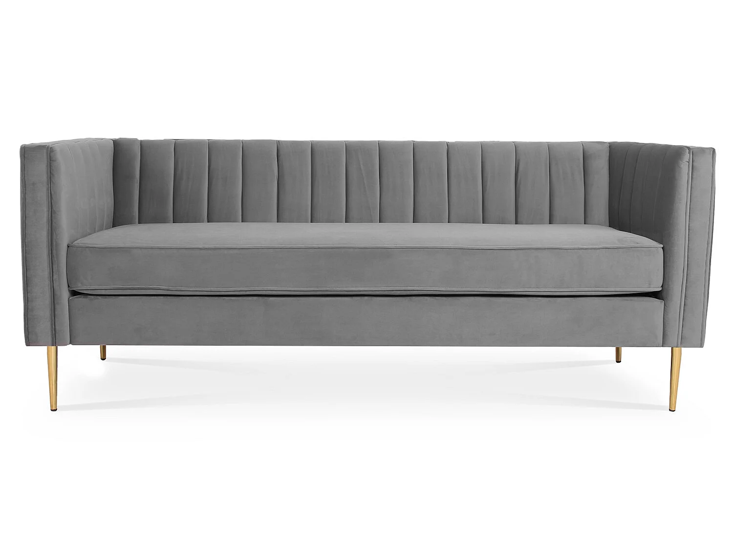 Canapé 3 places James Velours Gris pieds doré