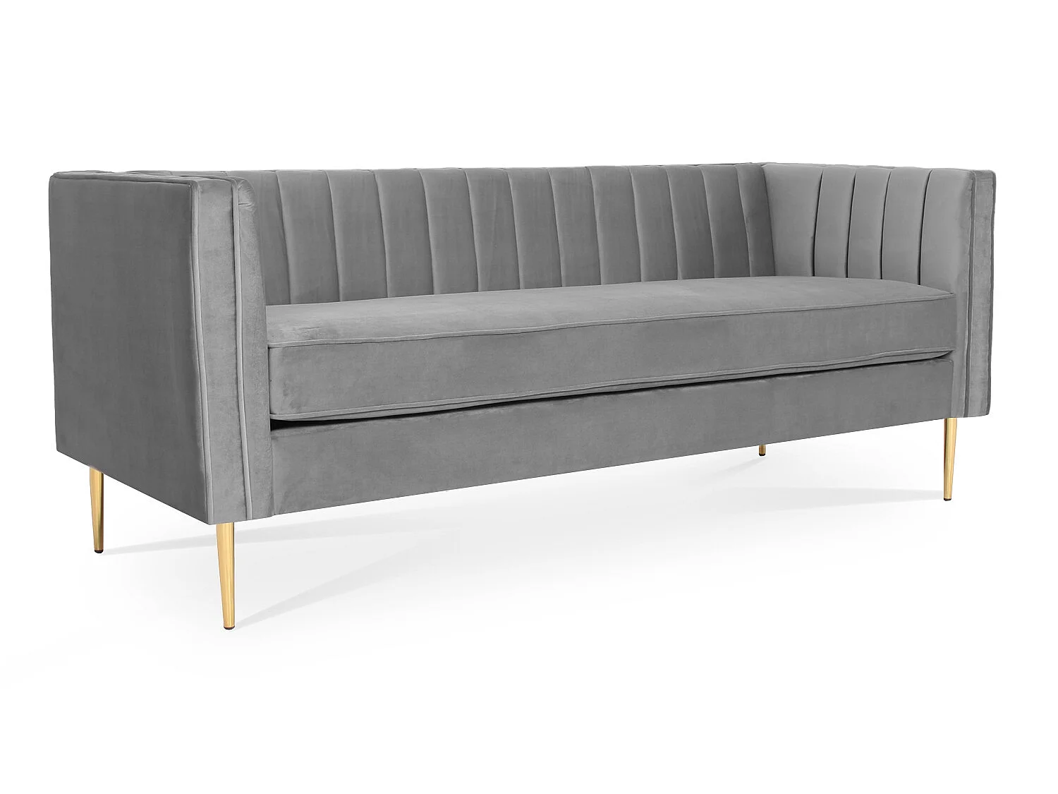 Canapé 3 places James Velours Gris pieds doré