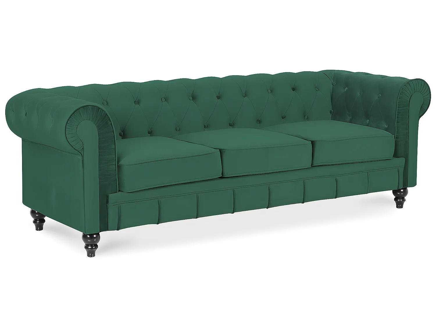Canape Chesterfield Velours 3 Places Altesse Vert