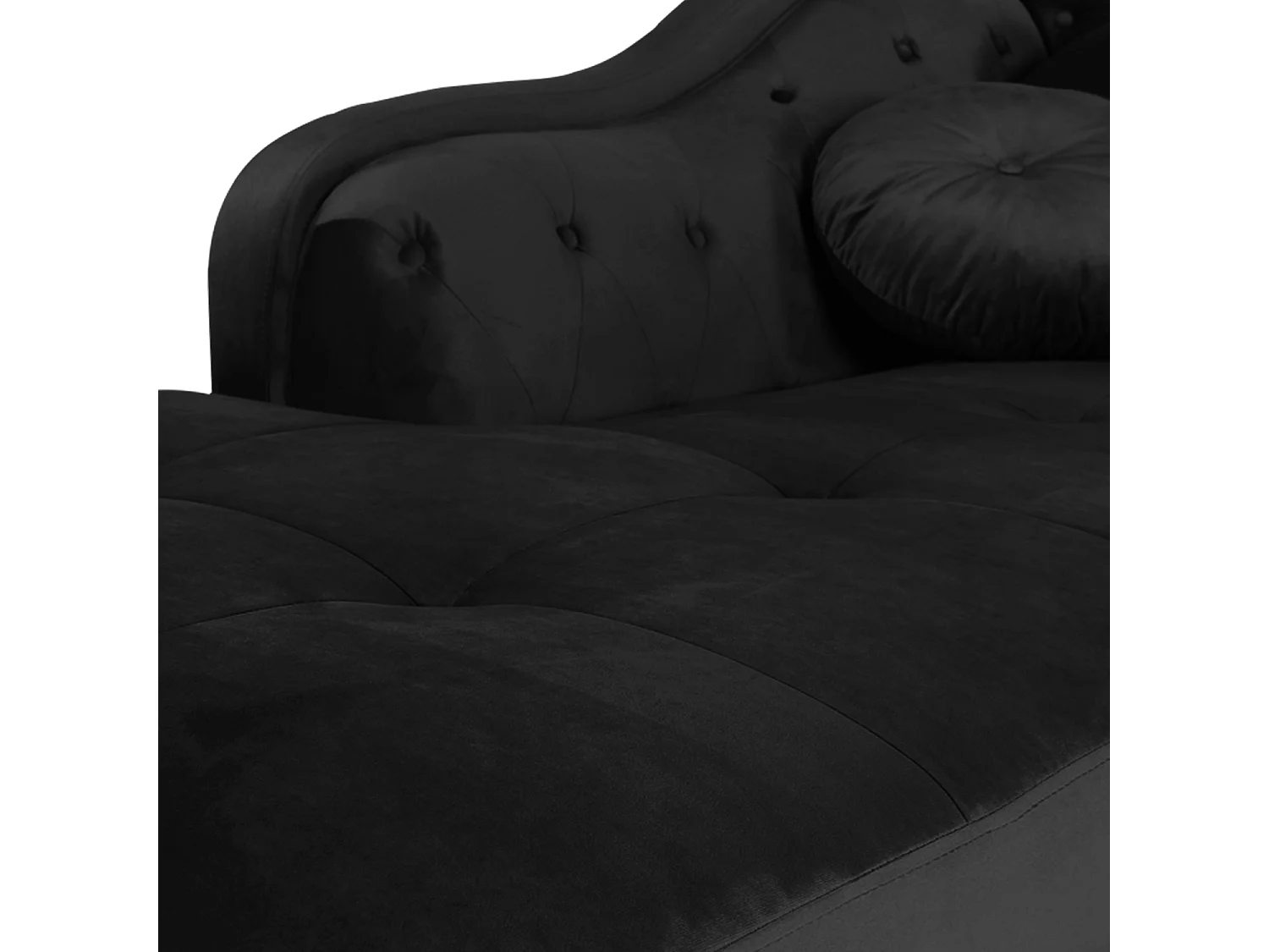 Canapé d'angle Gauche Empire Velours Noir style Chesterfield