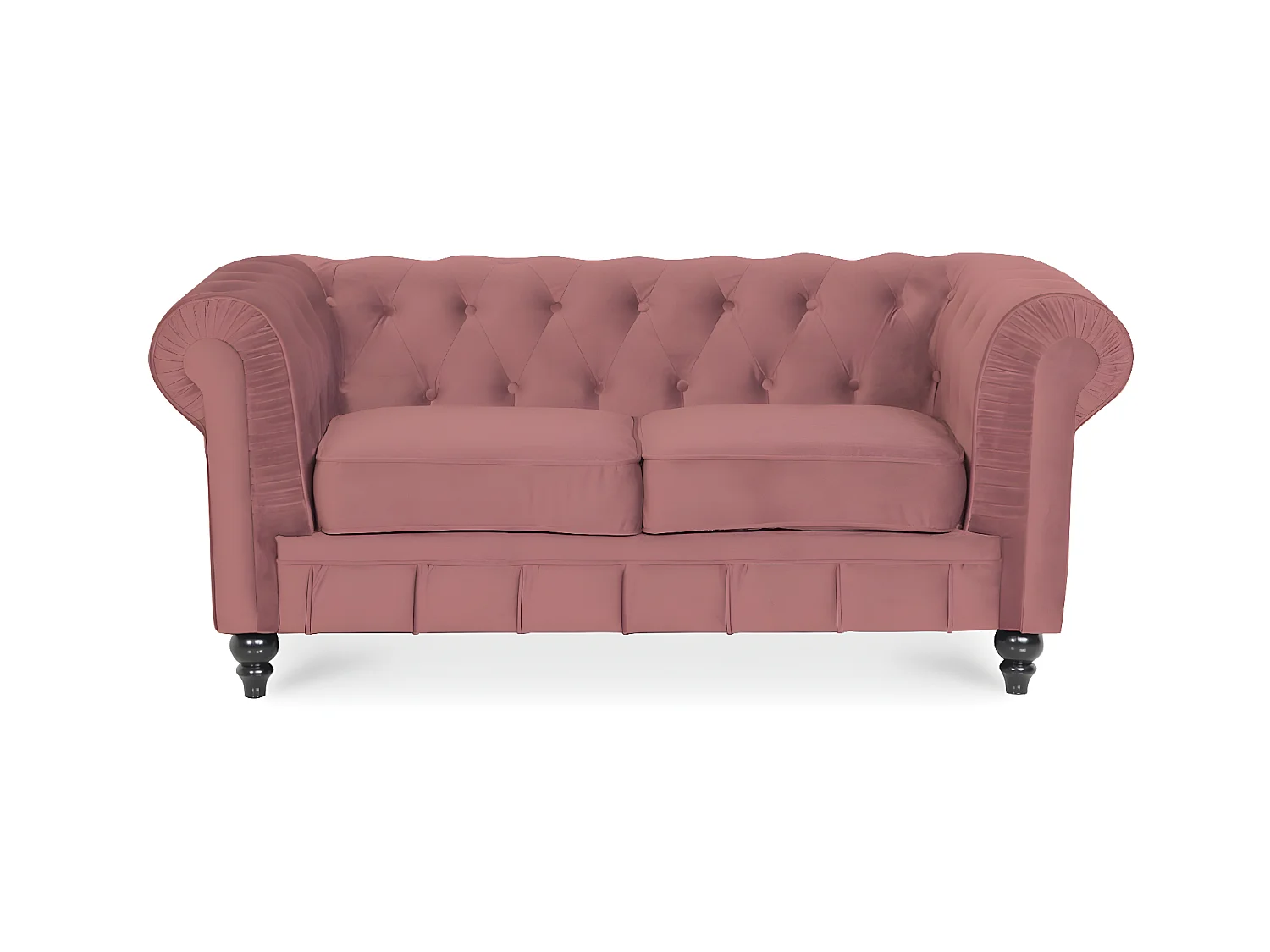 Canapé Chesterfield Velours 2 Places Altesse Vieux Rose