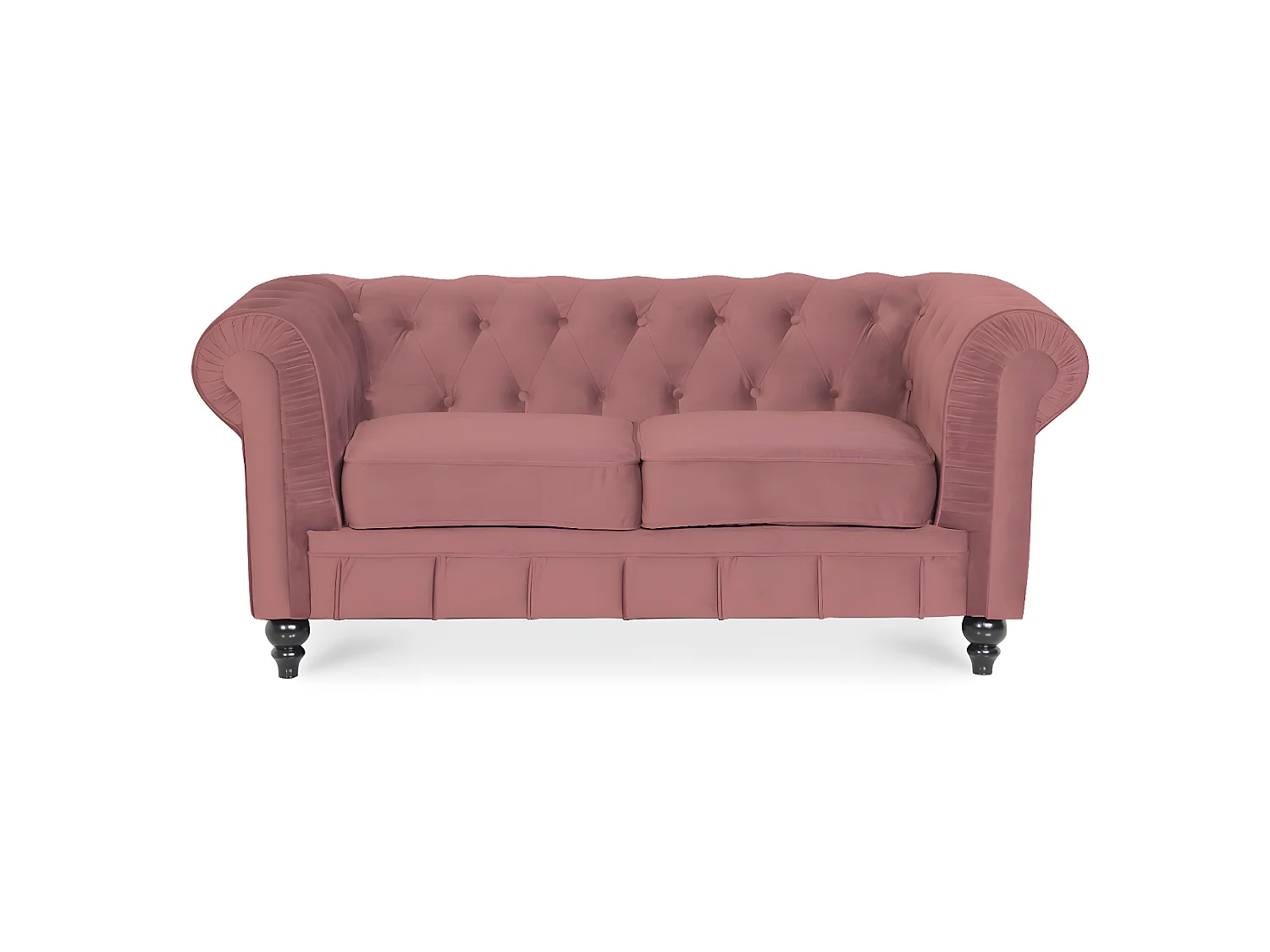 Canapé Chesterfield Velours 2 Places Altesse Vieux Rose
