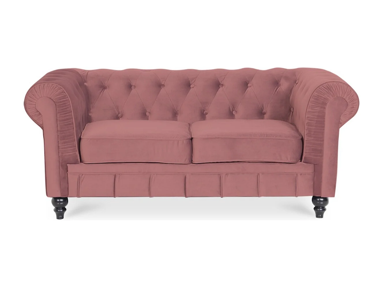 Canapé Chesterfield Velours 2 Places Altesse Vieux Rose