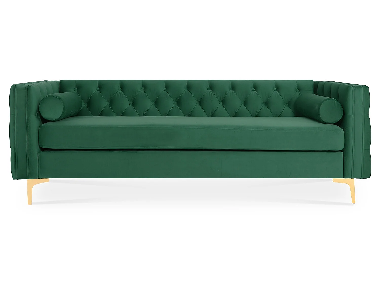 Canapé 3 places Edward Velours Vert pieds doré