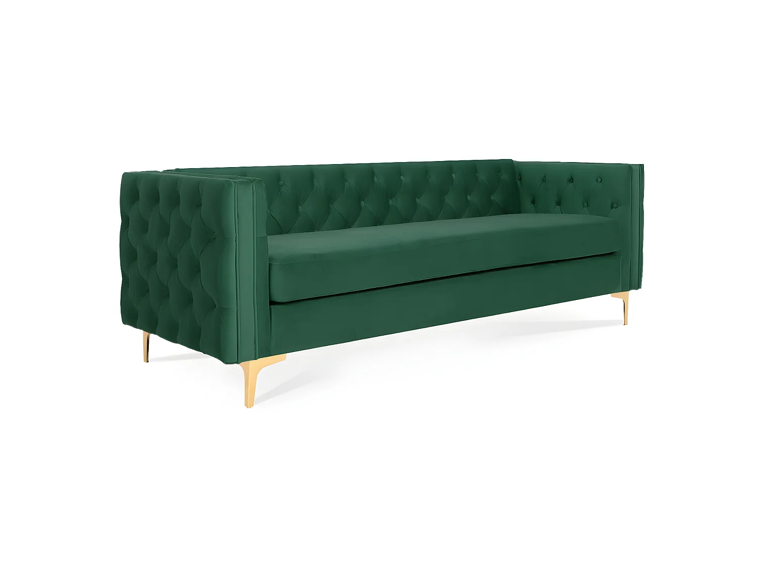 Canapé 3 places Edward Velours Vert pieds doré