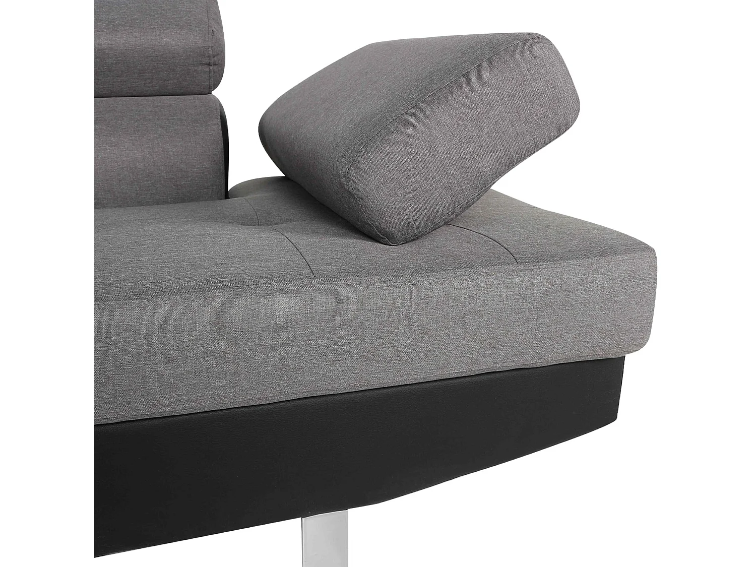 Canapé d'angle gauche avec têtières relevables Charly Gris et Noir