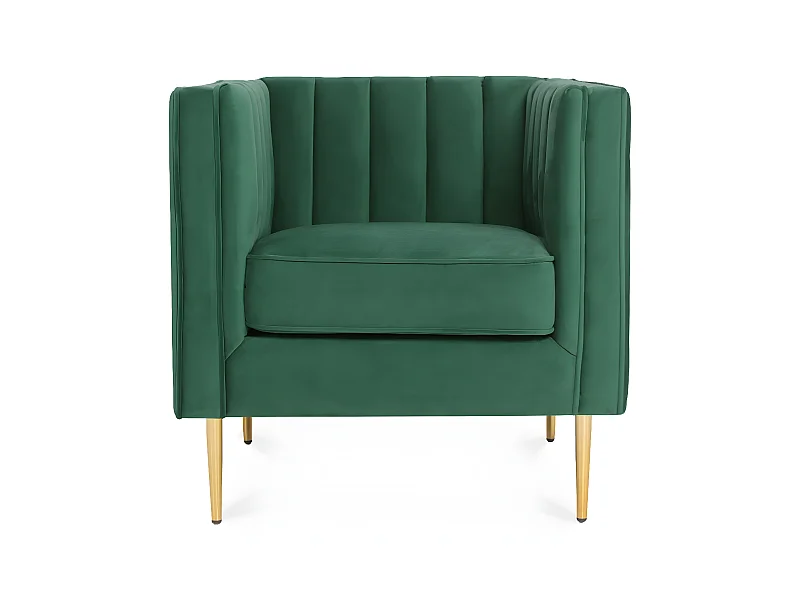 Fauteuil James Velours Vert pieds doré