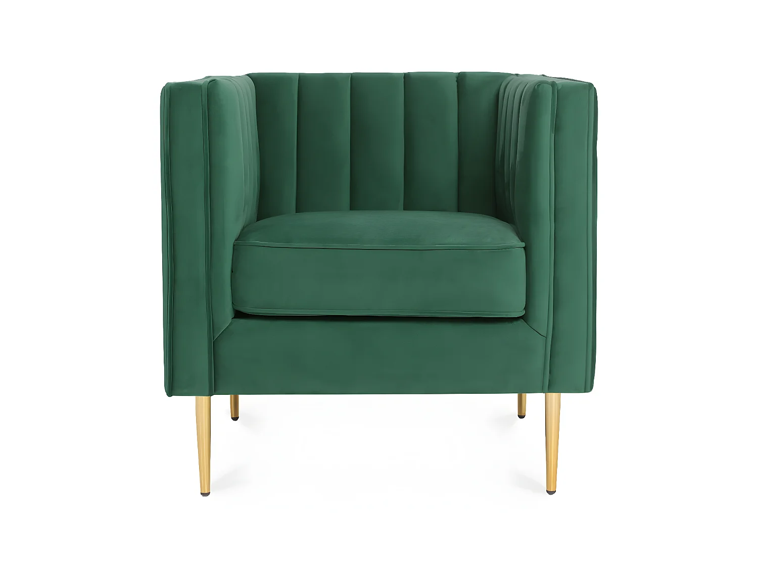 Fauteuil James Velours Vert pieds doré