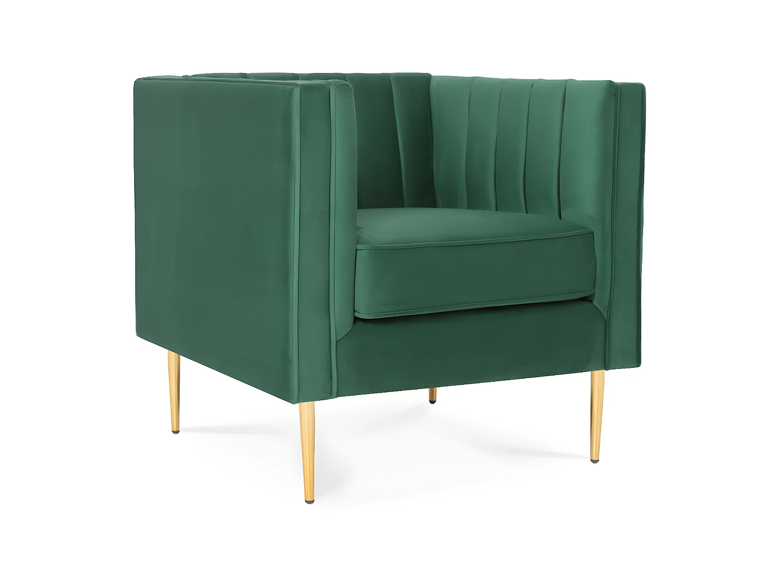 Fauteuil James Velours Vert pieds doré